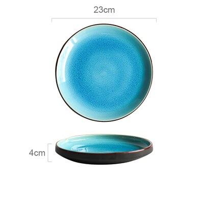 Ice Cracking Glaze Ceramic Tableware Household Dishes Rice Bowls Steamed Fish Dishes Porcelain Blue Dinner Plates