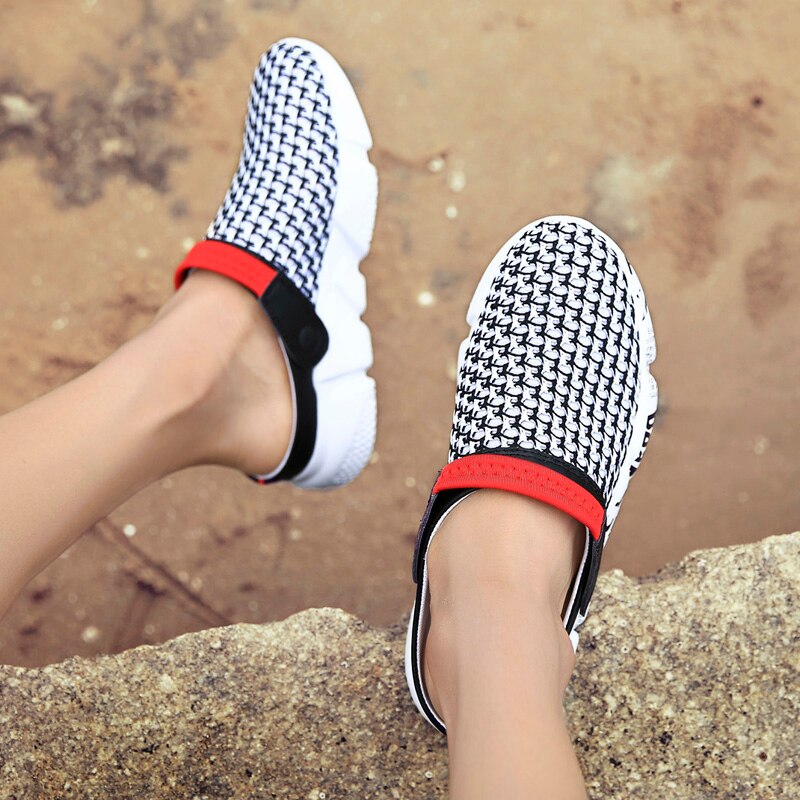 Fashion Sneakers Without Laces Man Handmade Beach Men's Summer Shoes Big Size Mesh Sneakers Light Shoes 2021 Outdoor Flats A-032