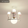 Minimalism White Astronaut Hanging Lamp Chandeliers E14 Ceiling Suspension Led Lamp for Children Boy Girl Room Light Decoration
