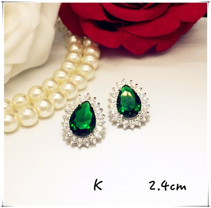 925 Sterling Drop Earrings For Women Artificial Emerald Vintage Fine Jewelry Cubic Zirconia Green Stone Luxury Eardrop Brincos