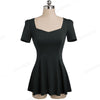 Nice-forever Brief Casual Square Collar t-shirts Short Sleeve Ruffle Stylish fitted Female Women Tees tops B505
