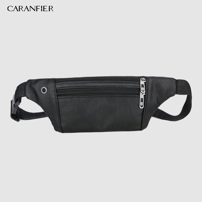 CARANFIER Mens Chest Bags Shoulder Messenger Bags PU Leather Casual Zipper Soft Male Classic Solid Color Travel Crossbody Bag