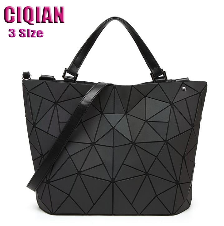 Luminous Bag Women's Geometry Lattic Totes  Quilted Shoulder Bags Hologram Laser Plain Folding Handbags  Free Shipping