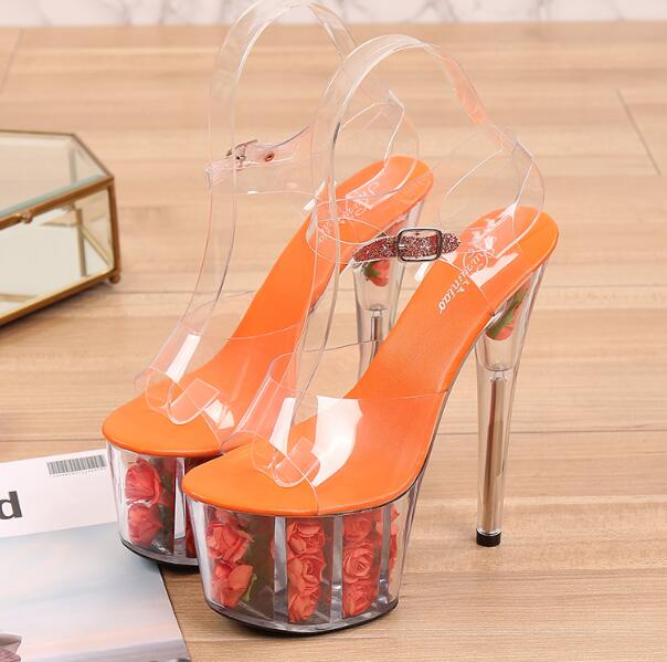 Shuzumiao Wedding Shoes Bride 2020 High Heels 17 High Heels 7cm Platfrom Women Platform Sandals Transparent Crystal Female Shoes