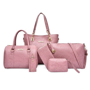 New 6pcs/set Luxury Designer Ladies Tote Fashion Leather Shoulder Messenger Bag Composite Bags Purse Large Capacity Handbags