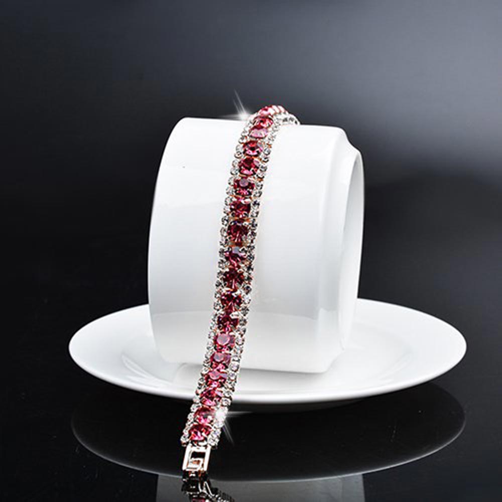 Women Zircon Bracelet Fashion 4 Colors Crystal Tennis Bracelet For Women White Gold Color Wedding Bands Jewelry Holiday Gift