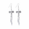 Hesiod Silver Color Women Earrings Full Crystal Long Tassel Leaf Star Pendant Earrings for Wedding Romantic Christmas Gifts