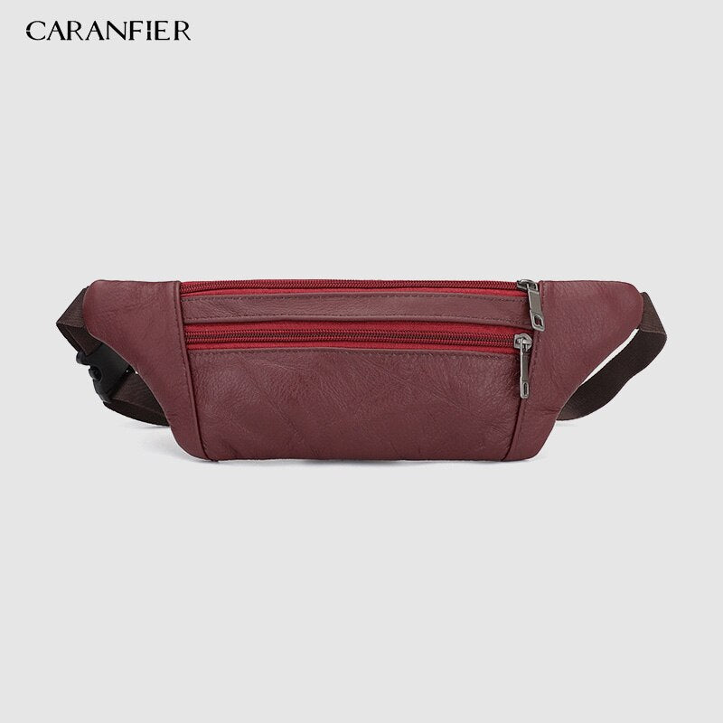 CARANFIER Mens Chest Bags Shoulder Messenger Bags PU Leather Casual Zipper Soft Male Classic Solid Color Travel Crossbody Bag