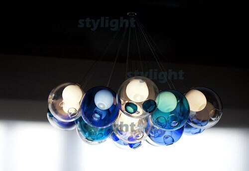 Diameter 10cm, 19 heads mordern lamp Glass ball pendant lights chandelier of colourful glass spheres