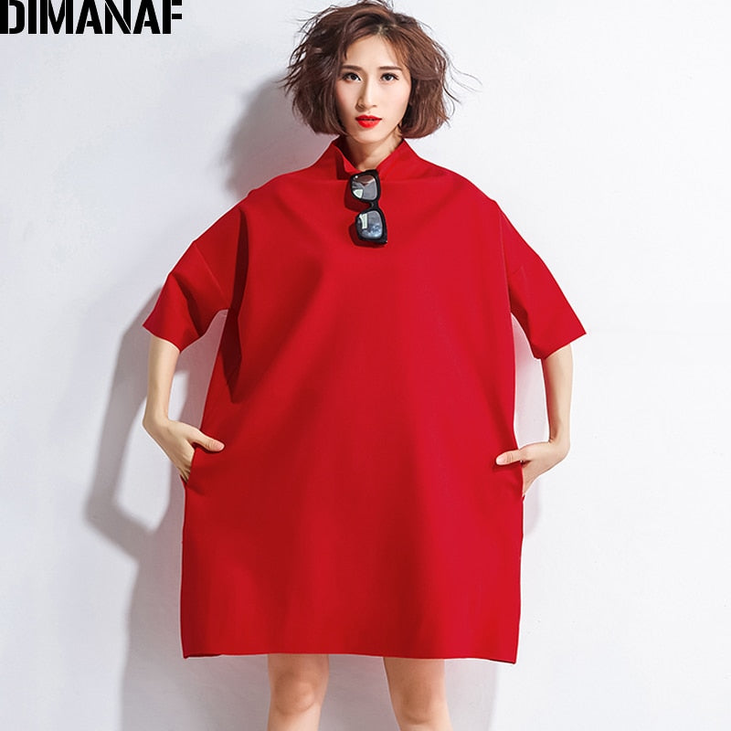 DIMANAF Autumn Dresses Women Turtleneck Cotton Knitting Femme Clothes Elegant Solid Vestidos Oversize Fashion Ladies Dress 2021