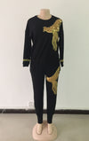 2021 Winter Spring long sleeve tracksuit Sportswear Office phoenix Sequined Sweatshirt+ pant 2pcs women's set outfits suit AM306