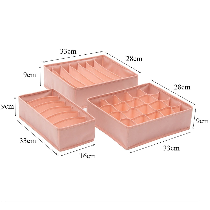 3PCS/Set Non-woven fabric underwear organizer Bras socks drawer organizer Foldable underwear box Wardrobe clothes storage box