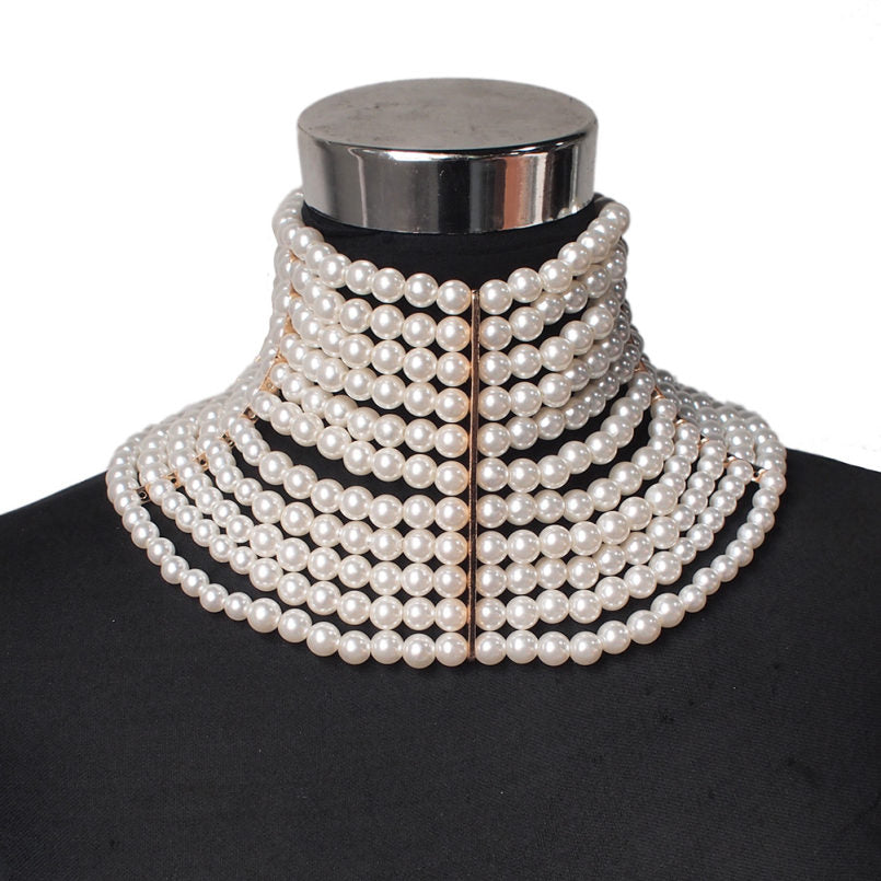 MANILAI Brand Imitation Pearl Statement Necklaces For Women Collar Beads Choker Necklace Wedding Dress Beaded Jewelry 2020