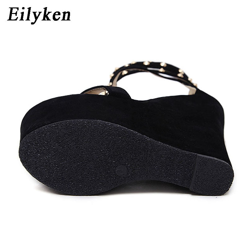 Eilyken 2022 New Gladiator Women Sandals High Heels Fashion Sandals Chain Platform Wedges shoes For Women