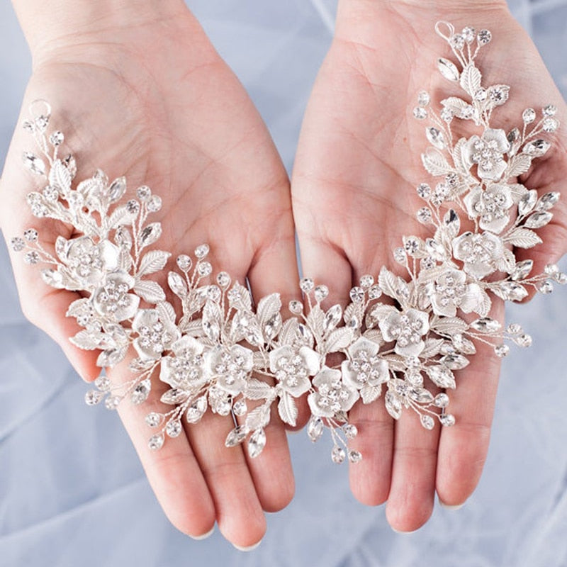 Flower Headband Wedding Hair Accessories Rhinestone Flower Bridal Tiara Headband Hair Comb Hairpins Wedding Hair Jewelry