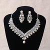 Bride Crystal Pearl Costume jewelery sets New Design Rhinestone Choker Necklace Earrings Tiara Bridal Women Wedding Jewelry Set