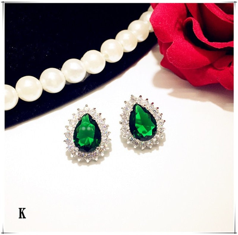 925 Sterling Drop Earrings For Women Artificial Emerald Vintage Fine Jewelry Cubic Zirconia Green Stone Luxury Eardrop Brincos