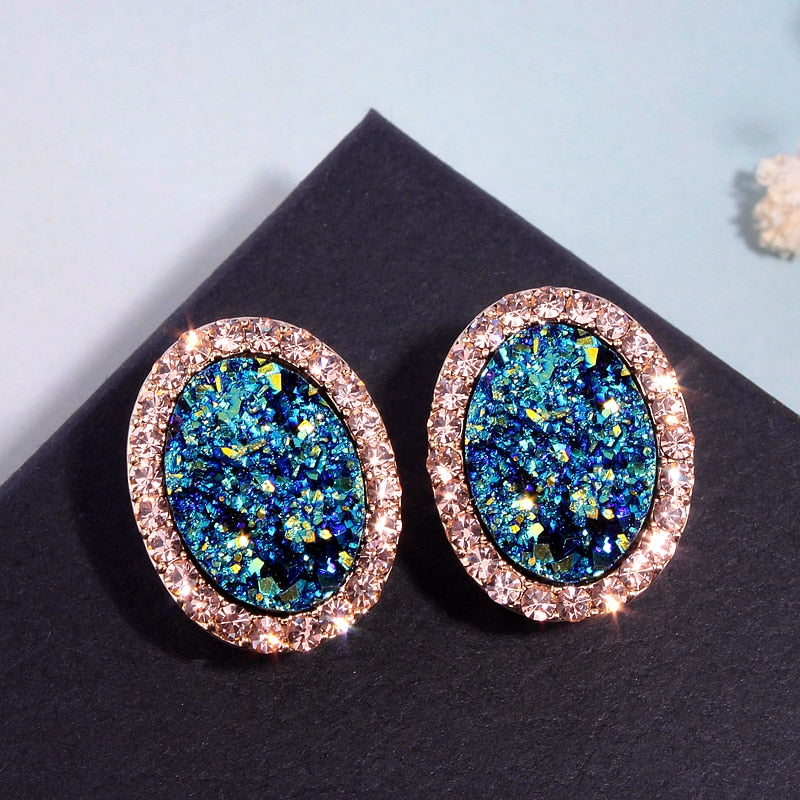 New Fashion Round Stud Earrings For Women Charm Crystal Earrings Brincos Wedding Earring Jewelry Elegant Gift E1720