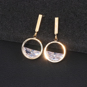 Fashion Shining Geometric Drop Earrings female Luxury Round Zircon Earrings For Women Party Jewelry Gifts WX162