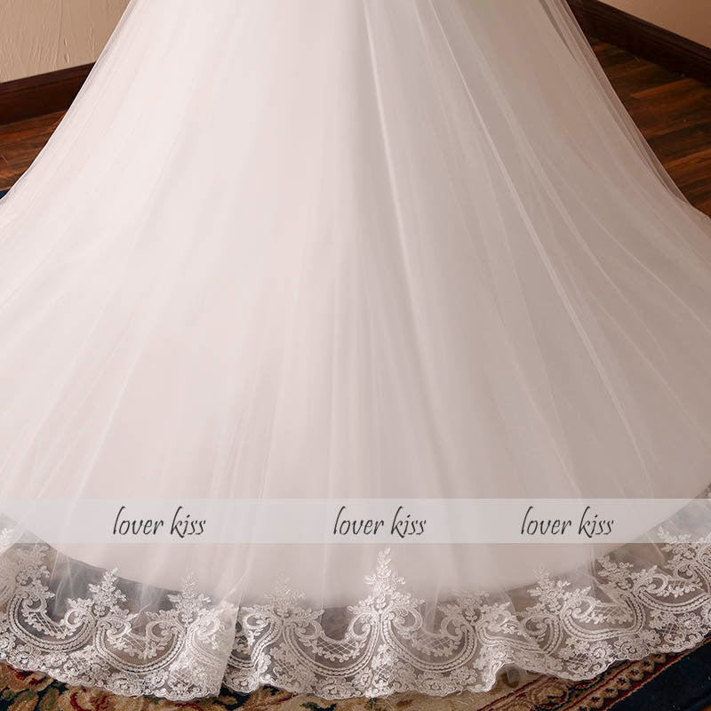 Lover Kiss Fashion V-Neck Tulle Ball Gown Wedding Dresses 2021 Real Vestidos De Noiva Charming Court Train Formal Bride Dresses