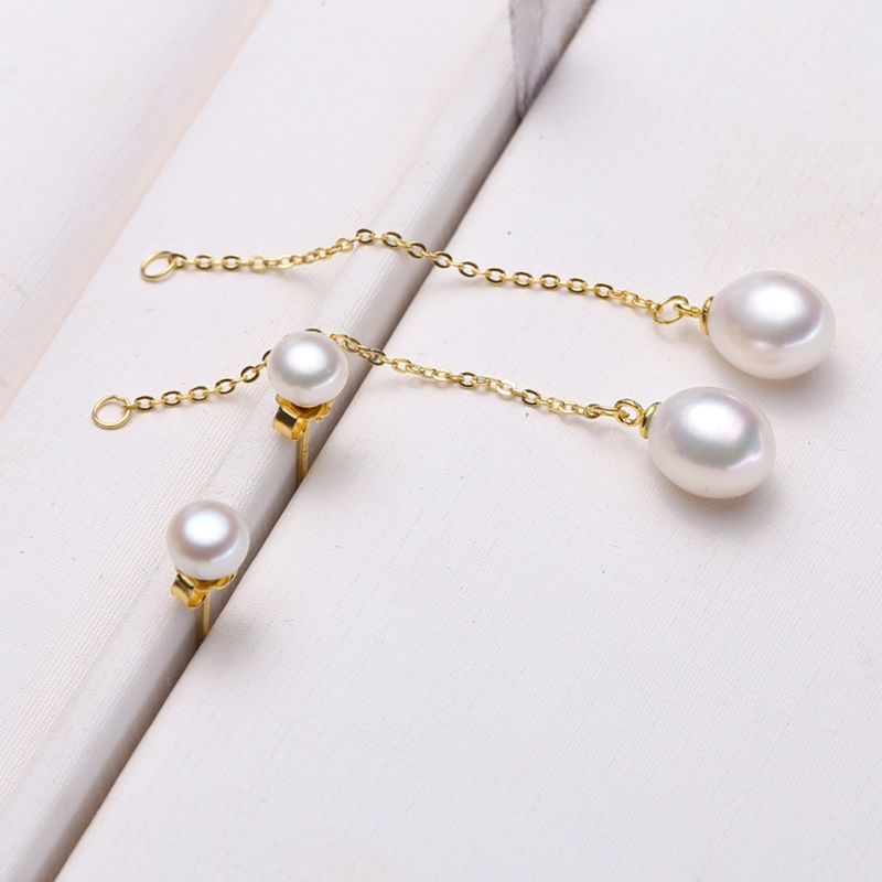 ASHIQI 925 sterling silver drop Earrings Natural Freshwater double Pearl Earrings Fine jewelry for Women gift