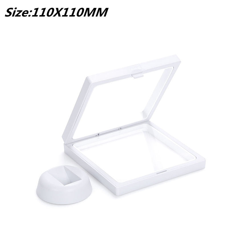 PET Membrane Jewelry Ring Pendant Display Stand Holder Bague Packaging Box Protect Jewellery & Stones Floating Presentation Case