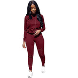 2021 New Two Piece Set Tracksuit Women Spring Sportwear Suit Hoodies Sweatshirt+Hollow Pants 2 Piece Set Women Outfits Sets