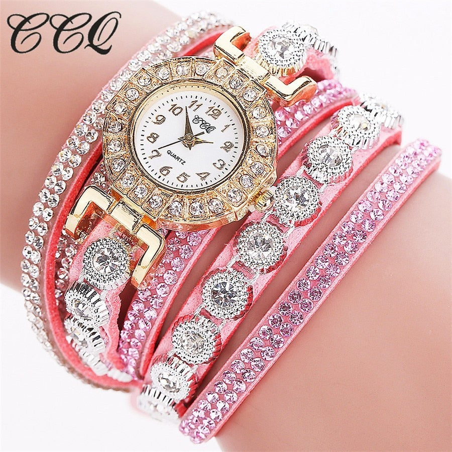 CCQ Fashion Luxury Women Rhinestone Bracelet Watches Ladies Quartz Watch Casual Women Wristwatches Clock Relogio Feminino Hot