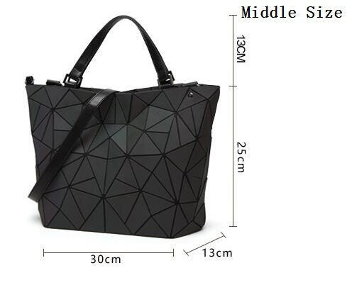 Luminous Bag Women's Geometry Lattic Totes  Quilted Shoulder Bags Hologram Laser Plain Folding Handbags  Free Shipping