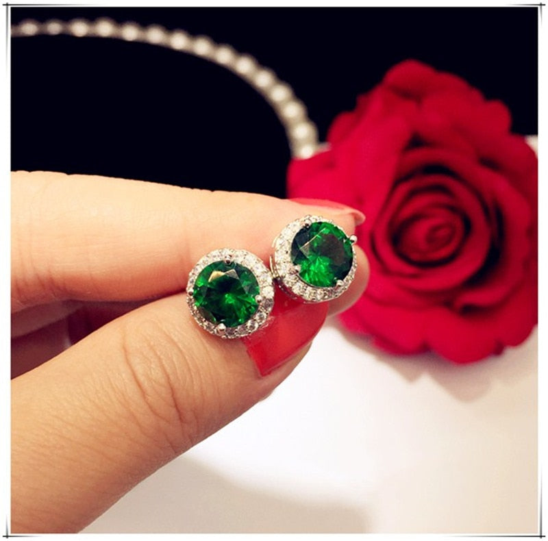 925 Sterling Drop Earrings For Women Artificial Emerald Vintage Fine Jewelry Cubic Zirconia Green Stone Luxury Eardrop Brincos