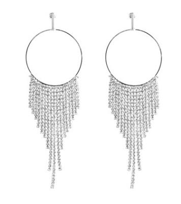 Long Rhinestone Evening Earrings For Women Fashion Bridal Crystal Dangle Earing Luxury Wedding Statement Party Jewelry