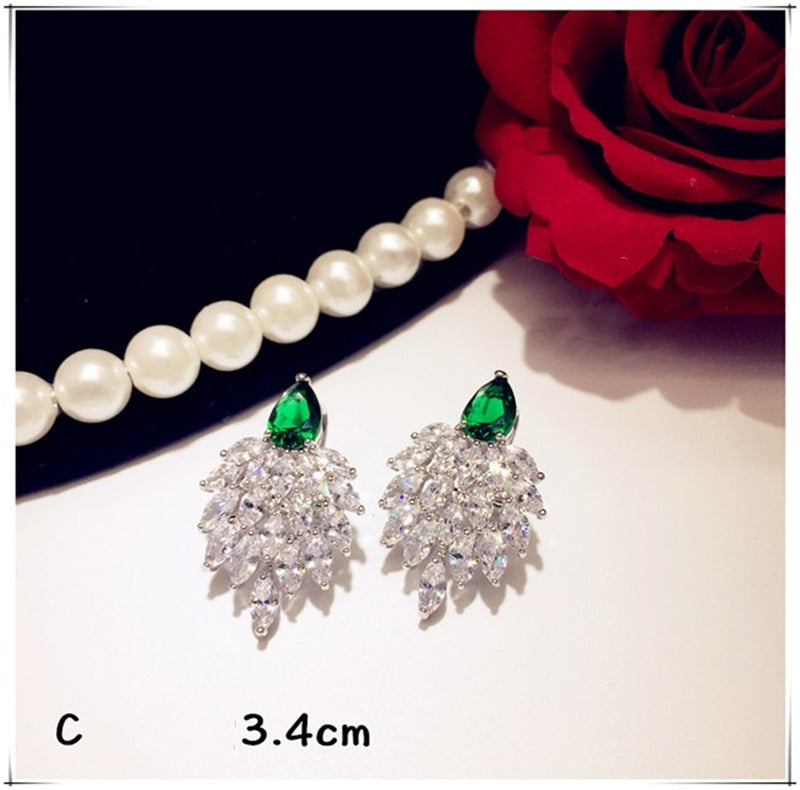 925 Sterling Drop Earrings For Women Artificial Emerald Vintage Fine Jewelry Cubic Zirconia Green Stone Luxury Eardrop Brincos