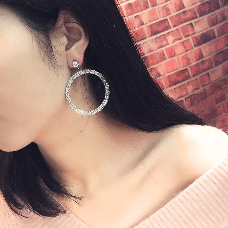 New Arrival Metal Hyperbole Round Women Dangle Earrings Fashion Female Korean Simple Jewelry Circle Earrings