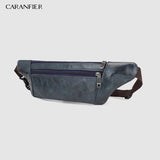 CARANFIER Mens Chest Bags Shoulder Messenger Bags PU Leather Casual Zipper Soft Male Classic Solid Color Travel Crossbody Bag