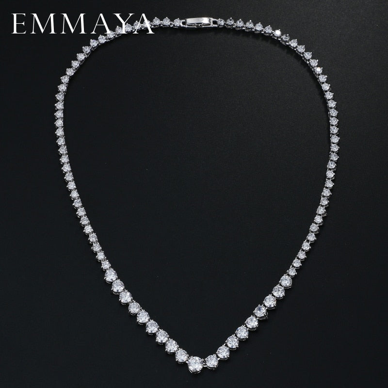 EMMAYA AAA Zircons Stunning Round CZ Crystal Necklaces and Luxury Bridal Party Jewelry For Wedding