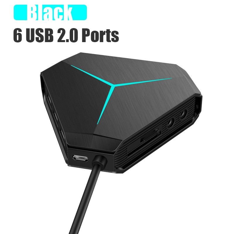 6 Ports USB 2.0 Hub USB Splitter High Speed TF SD Card Reader with eaphone microphone interface For PC Computer Accessories