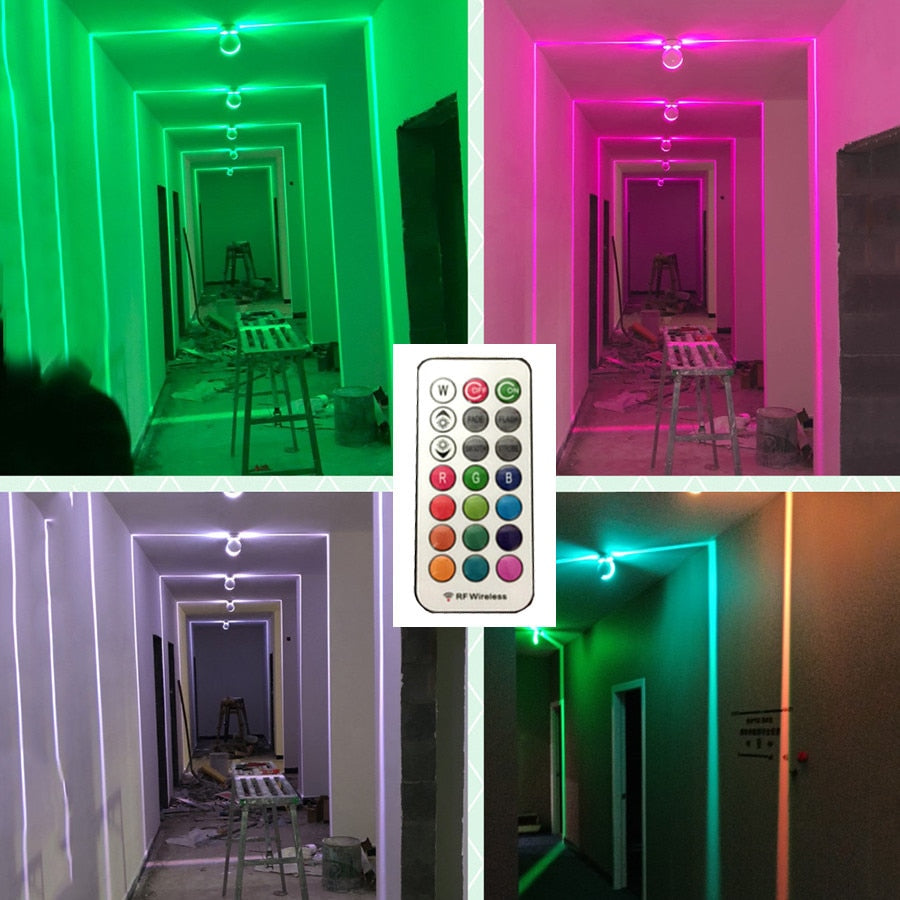 Thrisdar 360 Degree 10W RGB LED Window Sill Door Frame Wall lamp With Remote Hotel KTV Corridor Aisle Beam Ray Line Wall Lamps