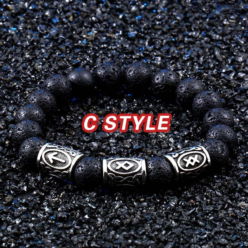 Pulseira Masculina Black Lava Stone men Jewelry Thor viking hammer fashion bracelet bangle for women 2018 Love jewelry HSS001