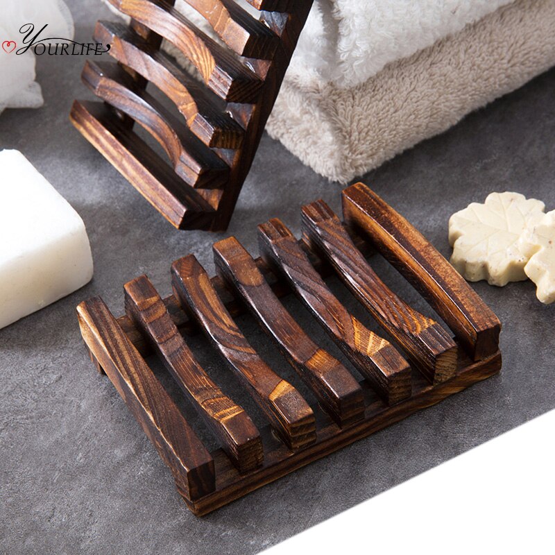 OYOURLIFE Natural Carbonation Mildew Resistance Wooden Soap Tray Bathroom Drain Soap Holder Case Soap Dish Bathroom Accessories