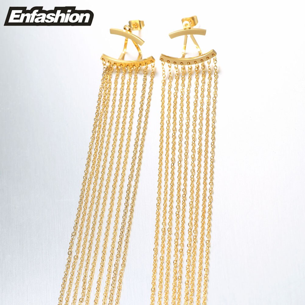 Enfashion Long Tassels Dangle Earrings Gold Color Earings Drop Earrings For Women Long Earring Fashion Jewelry brinco