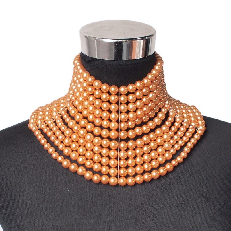 MANILAI Brand Imitation Pearl Statement Necklaces For Women Collar Beads Choker Necklace Wedding Dress Beaded Jewelry 2020