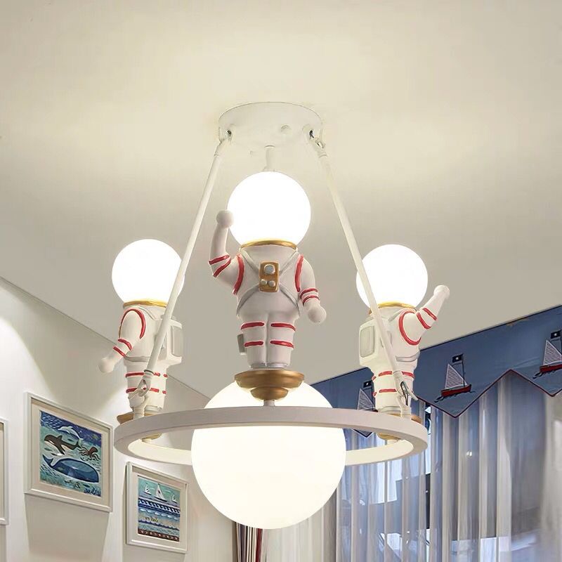 Minimalism White Astronaut Hanging Lamp Chandeliers E14 Ceiling Suspension Led Lamp for Children Boy Girl Room Light Decoration