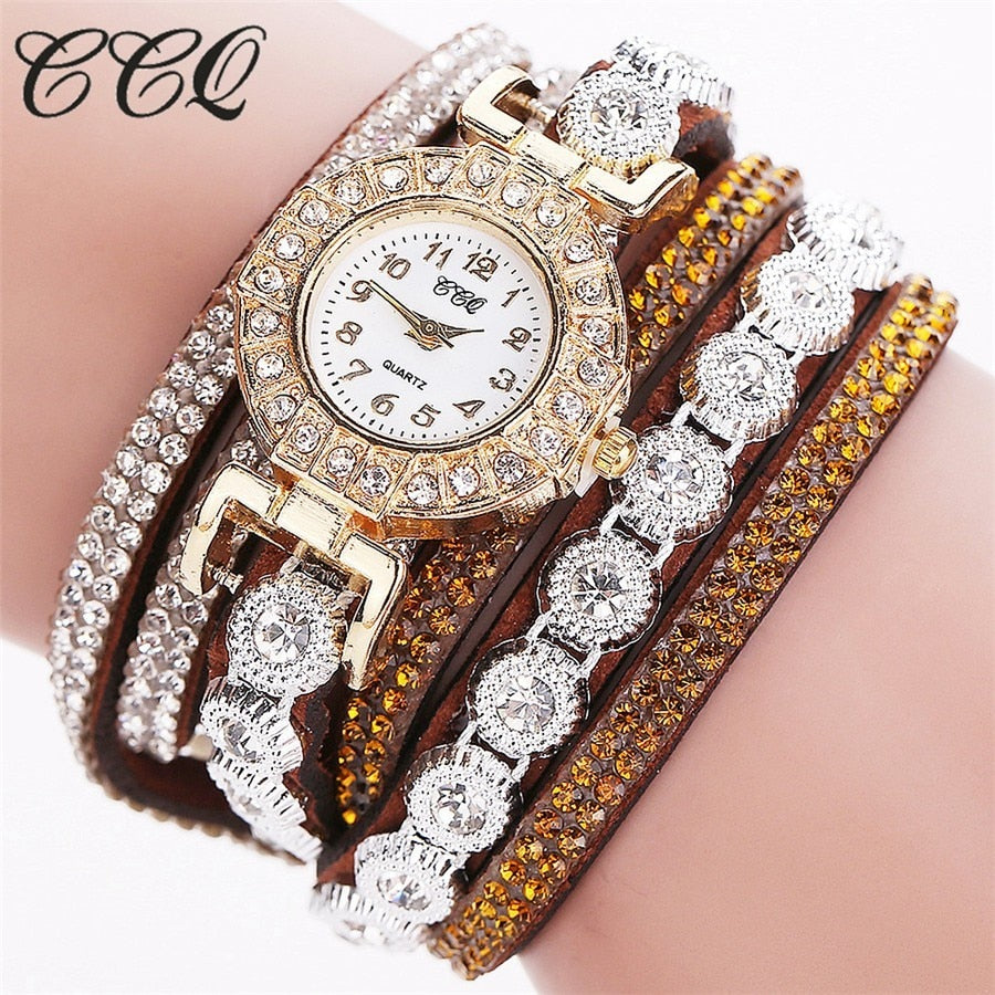 CCQ Fashion Luxury Women Rhinestone Bracelet Watches Ladies Quartz Watch Casual Women Wristwatches Clock Relogio Feminino Hot