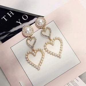2019 New Arrival Metal Classic Geometric Women Dangle Earrings Korean Crystal Earrings Temperament Long Pearl Fairy Jewelry