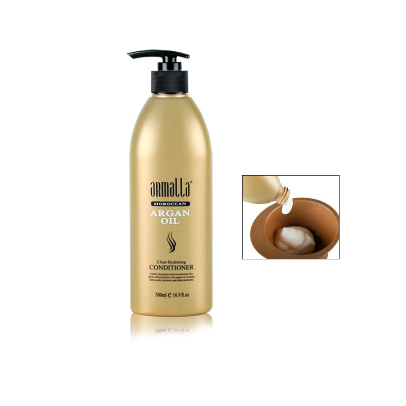 500ml Moroccan Dry Natural Shampoo+500ml Argan Oil Deep Conditioner For Hair Repairs Damage Hair