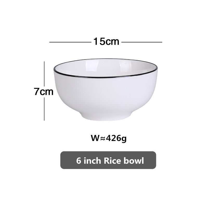 White Dinner Plate Set Ceramic Kitchen Plate Tableware Set Food Dishes Rice Salad Noodles Bowl Soup Kitchen Cook Tool 1pc