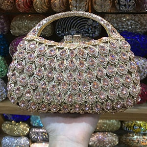 Wholesale Crystals 10 Colors Red Clutch Purse Messenger Bags Clutches Women Bridal Evening Clutch Bag Wedding Party Handbags