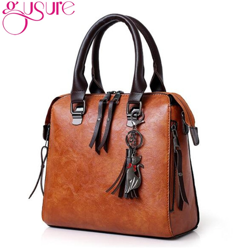 Gusure Women Composite Tassel Bag Luxury Leather Purse Handbags Famous Brands Designer Top-Handle Female Shoulder Bag 4pcs/set