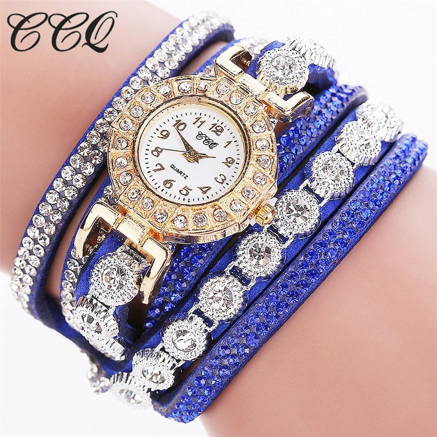 CCQ Fashion Luxury Women Rhinestone Bracelet Watches Ladies Quartz Watch Casual Women Wristwatches Clock Relogio Feminino Hot