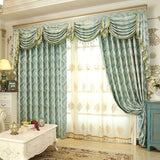 European Luxury Blackout Gold windows treatment curtains for living room bedroom flower tulle valance